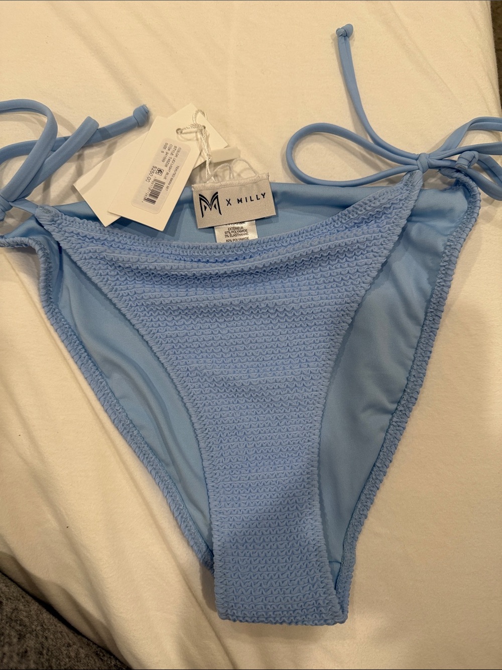 Milly Light Blue Smocked Bikini bottom